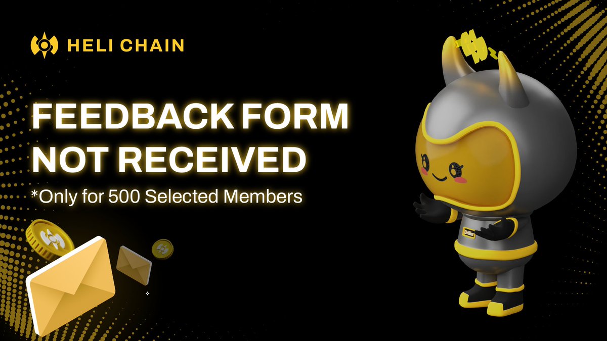 HeliChain's tweet photo. 📢 Attention HeliChain Members 📢
📋 If you're part of the lucky 500 selected members but haven't received the email feedback form, share your email, we'll check and resend it to you.
https://t.co/UoPbHsuVuA
#HeliChain #FeedbackForm #SelectedMembers #HeatApp https://t.co/Cs83UImch7
