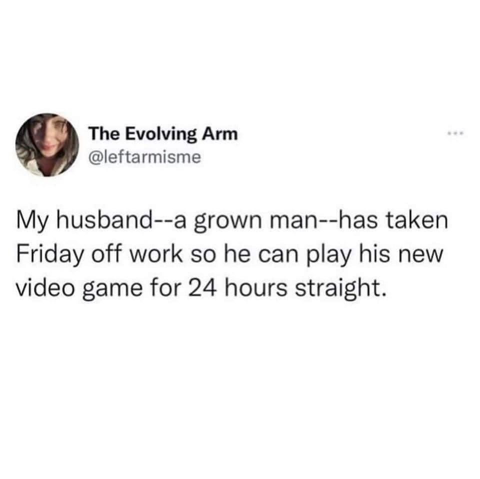 RetroBlastUS's tweet photo. First of all... Yea, I'd probably do something like this for a game I was excited about.

Second, I definitely wouldn't marry someone like this. 

Respect goes both ways. Let him enjoy himself. https://t.co/QrOHmoAFwH