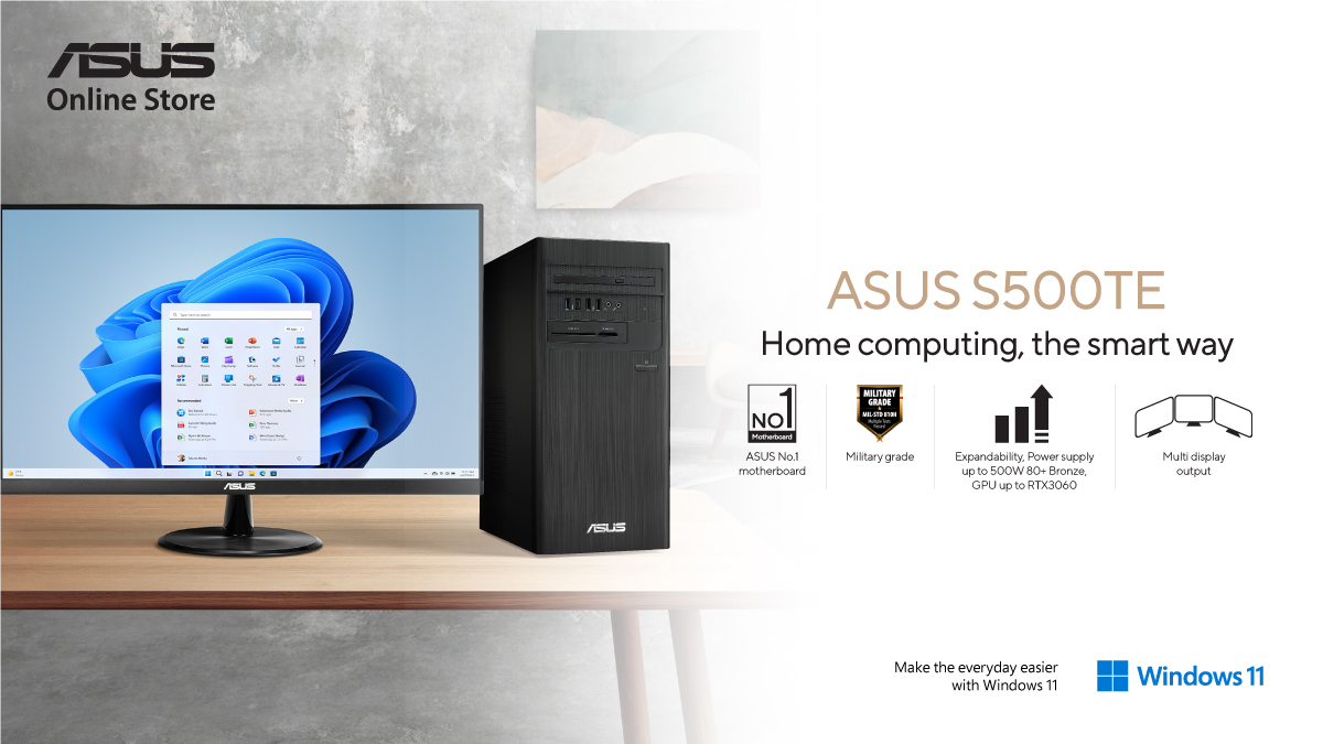 ASUS_Indonesia's tweet photo. ASUS S500TE, desktop terbaik untuk rumah kamu.
Dengan prosesor generasi terbaru, grafis diskrit yang canggih, dan memori DDR4 yang cepat, ASUS S500TE adalah PC keluarga yang akan selalu memudahkan kamu di rumah.
Dapatkan produk nya di ASUS Online store!
#ASUSOnlineStoreID https://t.co/14zinV1Hzx