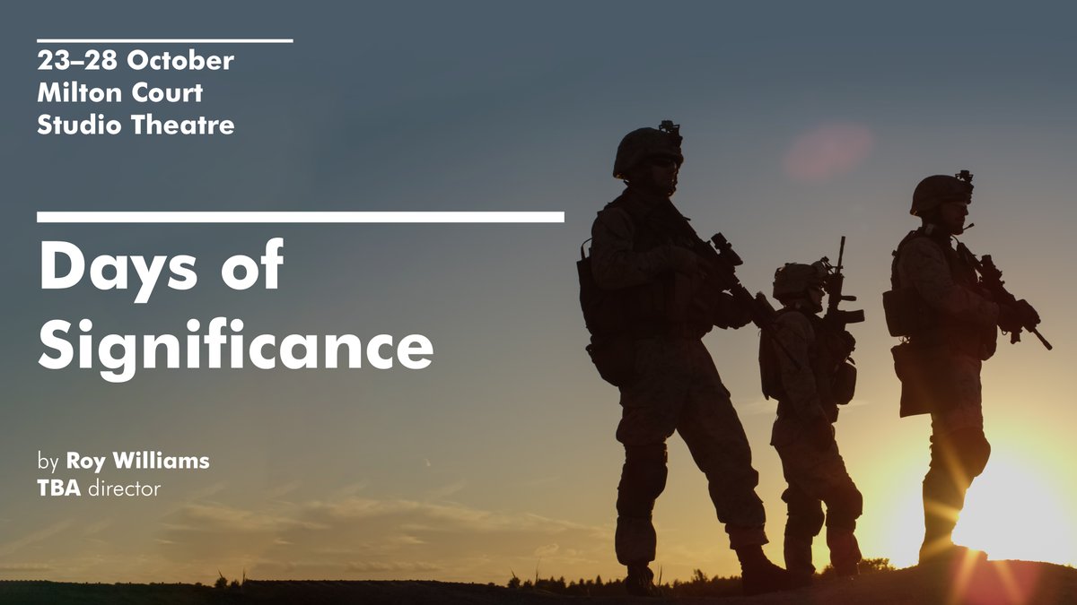 First up, we’ve got the dramas, starting with <a href="/mons_about/">monique touko</a> directing Roy Williams’ Days of Significance.

The play follows the complex love lives and mortal fears of young soldiers departing England for the deserts of Iraq.

📅 23-28 October

gsmd.ac.uk/whats-on/days-…
