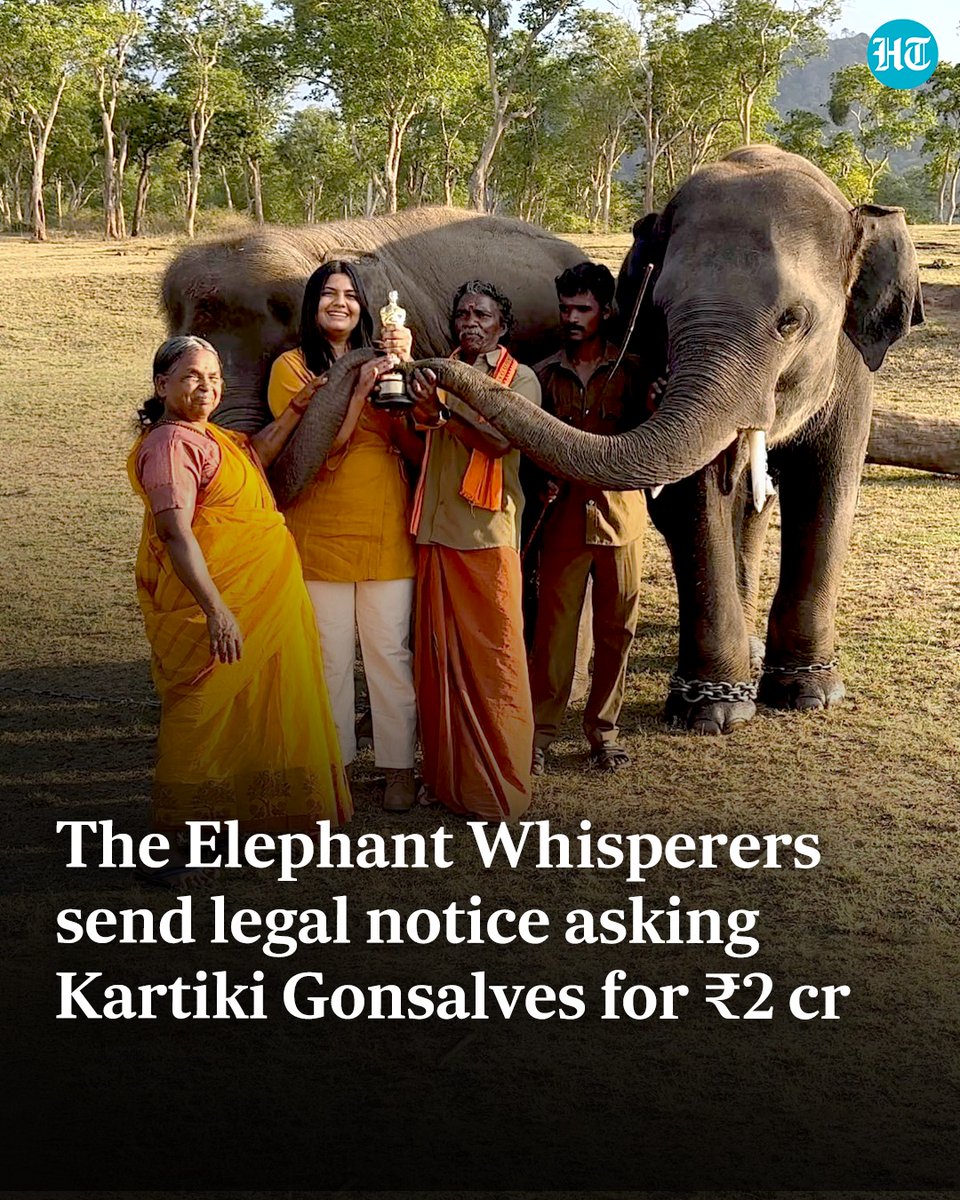 htTweets's tweet photo. #Bomman and #Bellie, the mahout couple that starred in the Oscar-winning documentary #TheElephantWhisperers, issued a legal notice seeking a ‘goodwill gesture’ of ₹2 crore from filmmaker #KartikiGonsalves
Full story https://t.co/WL5FTwiB2b https://t.co/UGFilMhVIH