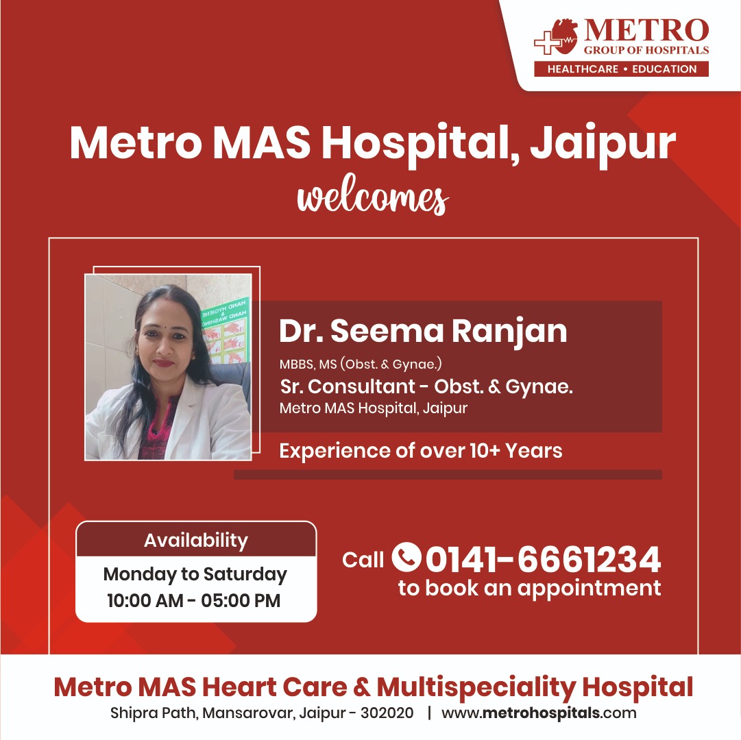 MetroGHospitals's tweet photo. Welcome Dr. Seema Ranjan, our new Senior Consultant - Obstetrics & Gynaecology at Metro MAS Hospital, Jaipur. With over 10+ years of experience, we are thrilled to have her on our team, bringing exceptional care to our patients.
#MetroMASHospital #MedicalExcellence #MetroGroup https://t.co/cMzcZSdsnu