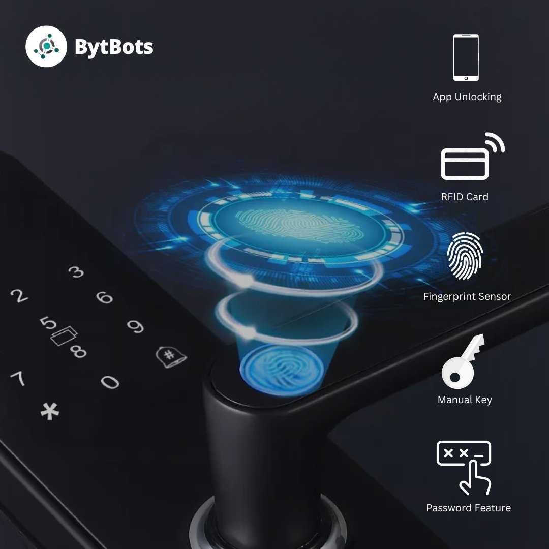 BytBots Smart Door lock comes with wide range of features like:

-App Unlocking
-RFID Cards
-Fingerprint Sensor
-Manual Key
-Password Feature

Hurry Up!! and grab the door lock asap 😍
Do follow <a href="/bytbots/">BytBots</a> for more

#doorlock #digitaldoorlock #smartdoorlock #doorlocks #doorlocked