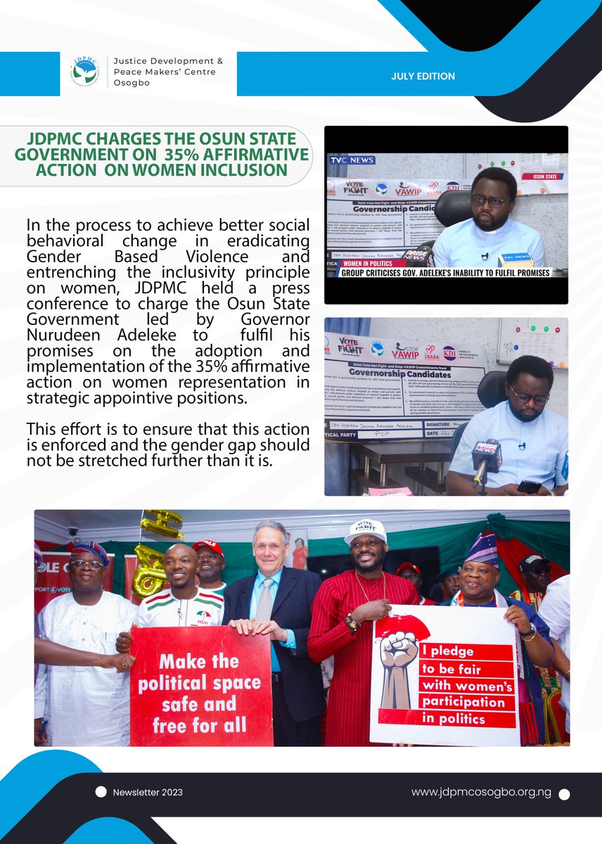 jdpmcosogbo1's tweet photo. In case you missed our key and impactful activities for last month, here are the highlights in the edition of this newsletter. https://t.co/SJkGbgiFO2