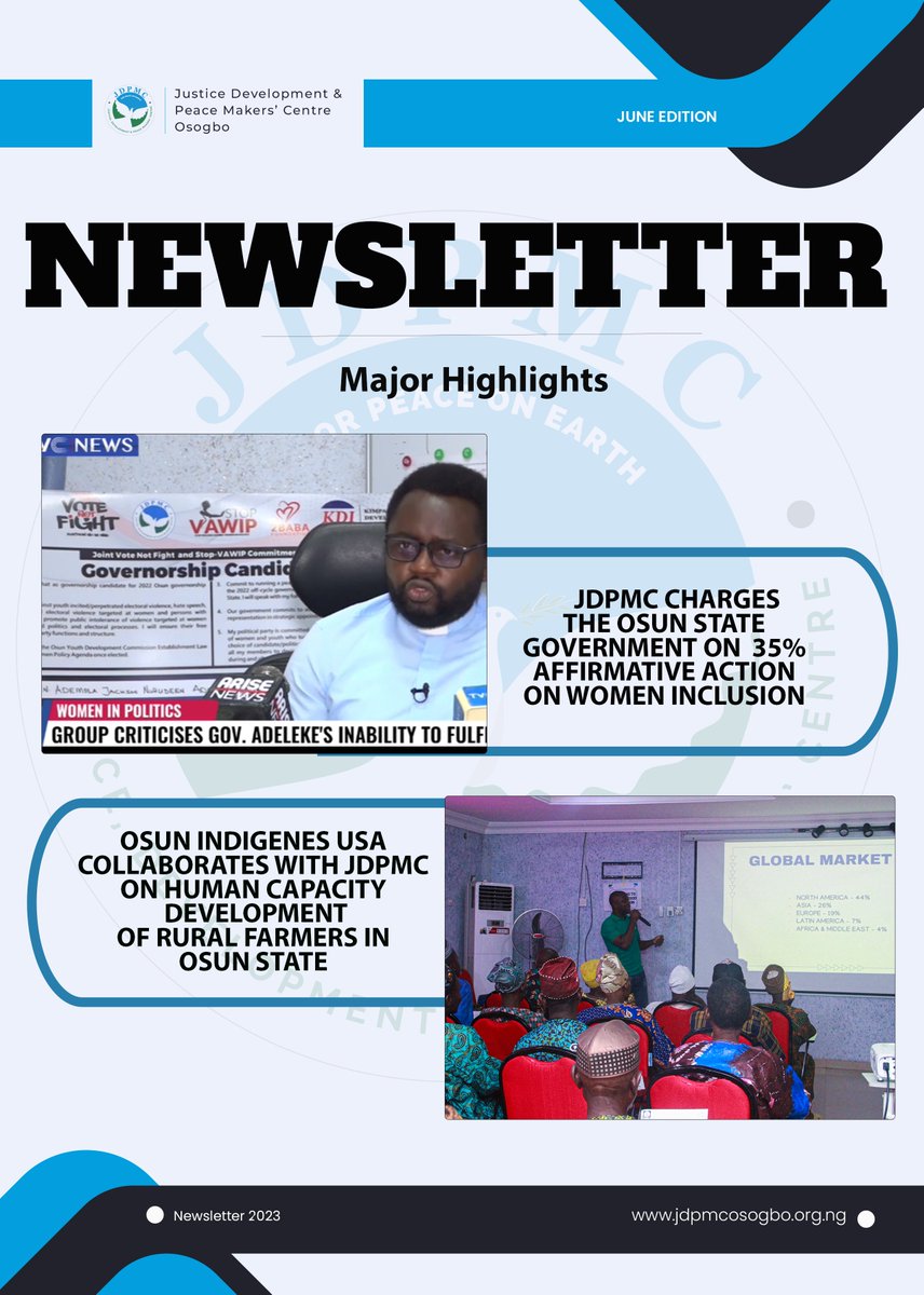 jdpmcosogbo1's tweet photo. In case you missed our key and impactful activities for last month, here are the highlights in the edition of this newsletter. https://t.co/SJkGbgiFO2