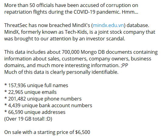 MindX Technology cyber attack