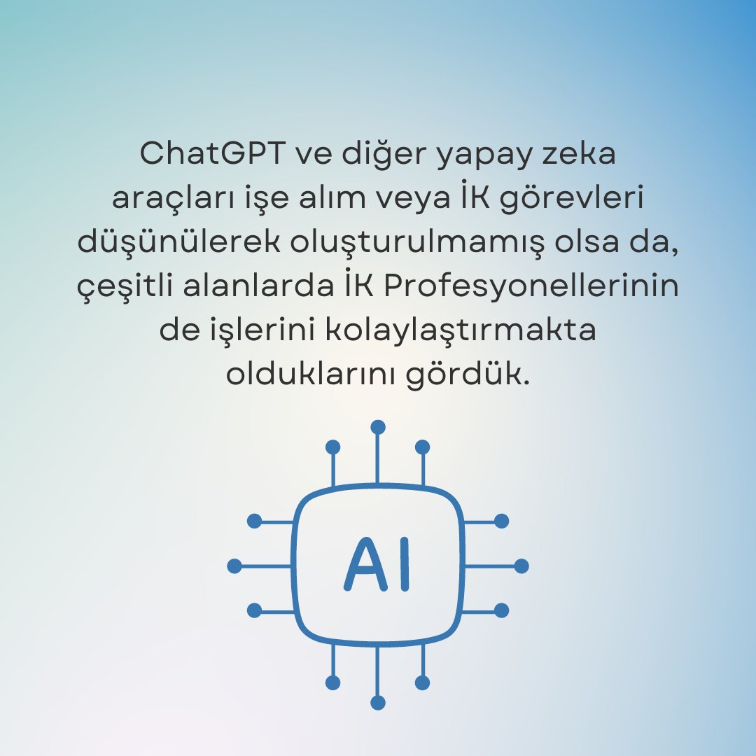 BNCTurkey's tweet photo. İş Tanımını Yapay Zeka ile Yapmanız Mümkün Deseydik

 ChatGPT ile adından sıkça söz ettiren yapay zeka diğer araçların da katılmasıyla inanılmaz imkanların ayaklarımızın önüne serildiğini gördük. İK açısından da bu olanaklar kendine özgü ve neredeyse sınırsız.
#ai #HumanResources https://t.co/QXC9eGOvT8