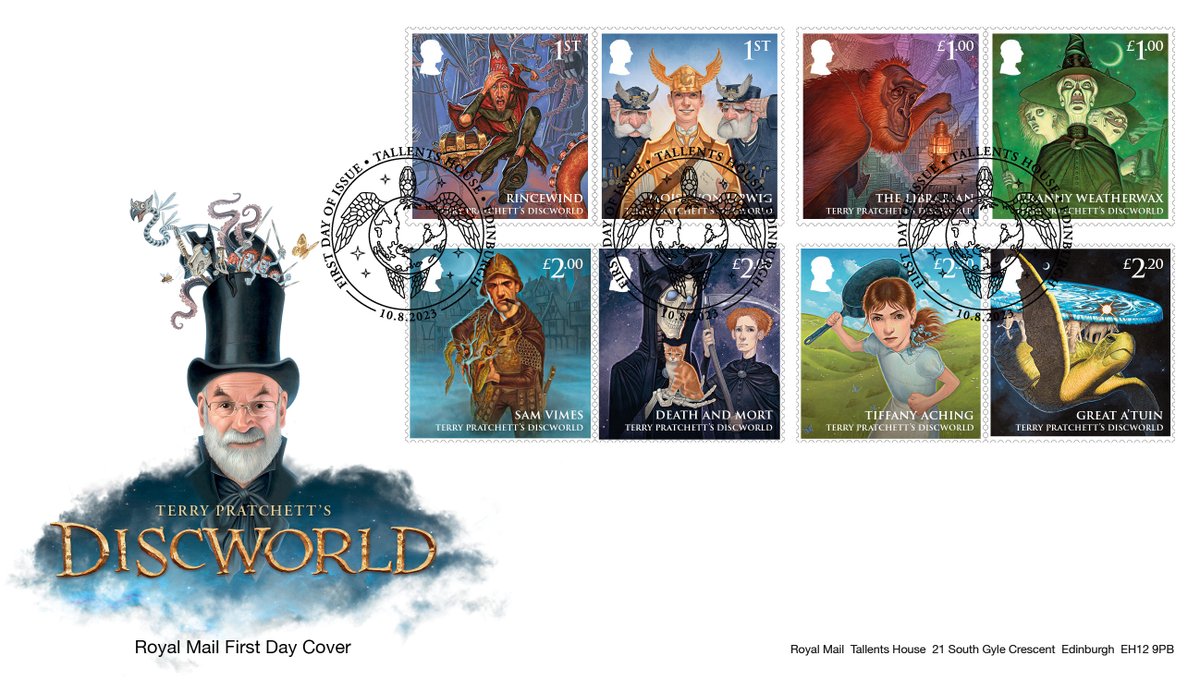 RoyalMailStamps's tweet photo. Pre-order your Terry Pratchett's Discworld First Day Cover HERE: https://t.co/4yQJoor8c3

Featuring special edition themed postmarks, personalise your envelope with the name and address of your choice. Only available before 10/08.

#Discworld
#Pratchett
#Fantasy https://t.co/MEyo52rCQe