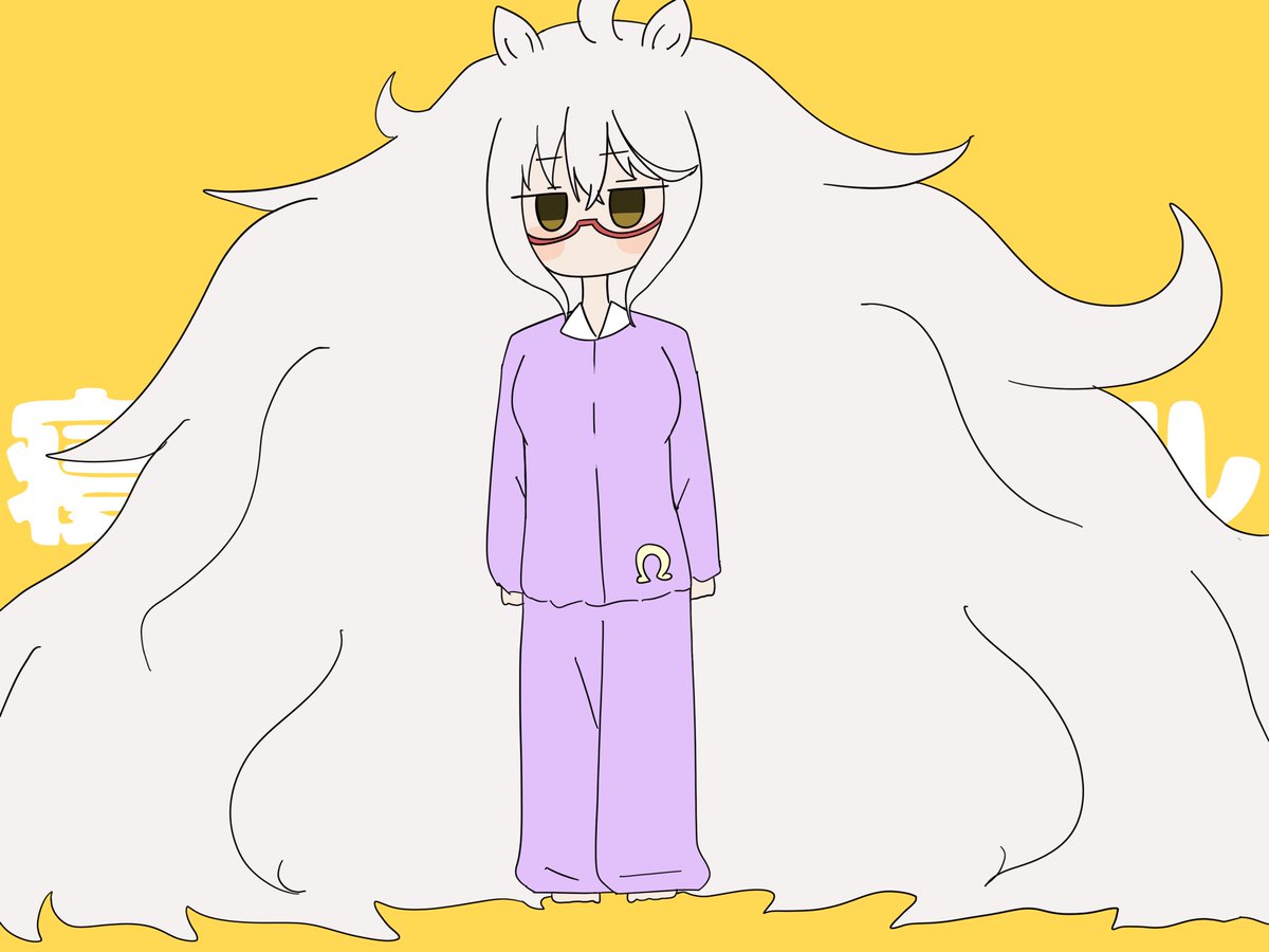 1girl solo very long hair long hair pajamas horse ears glasses  illustration images