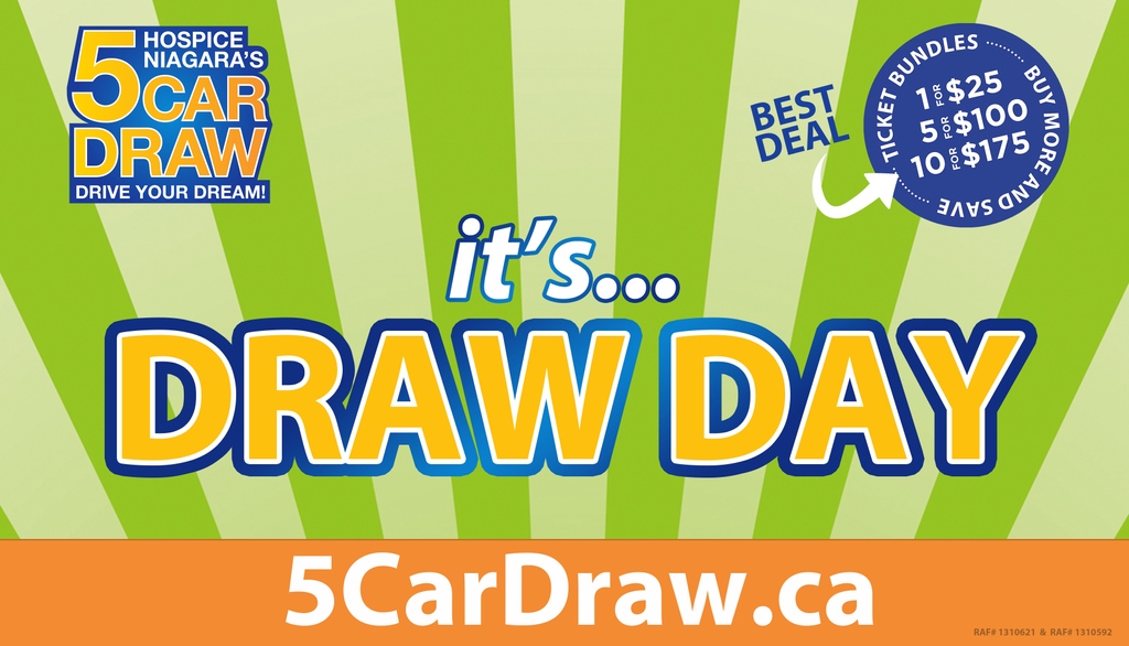 We’re super excited! It’s draw day!

Which means only hours remain before the Grand Prize Draws AND the 50/50 Jackpot!

If you don’t have tickets get them now at 5cardraw.ca BEFORE 3PM

#5CarDraw #Cars #WinACar #5050 #