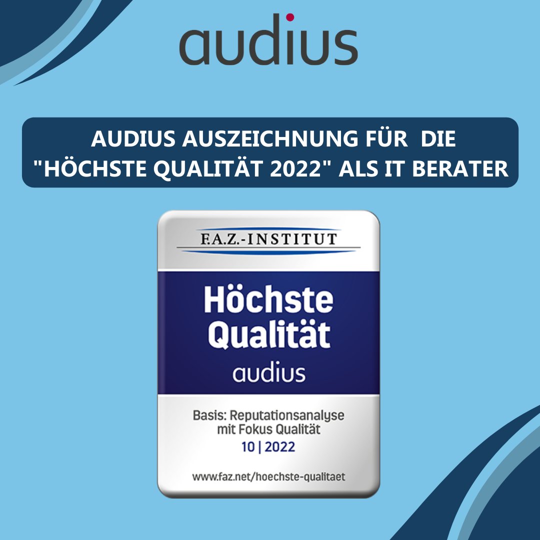 Unsere herausragenden Leistungen in der IT-Beratung wurden durch eine unabhängige Bewertung von Kundenstimmen, Partnerfeedback und öffentlicher Reputation gewürdigt.

Mehr Infos ➡️  sohub.io/0g6c

#audiusgroup #Marktforschung #Qualität