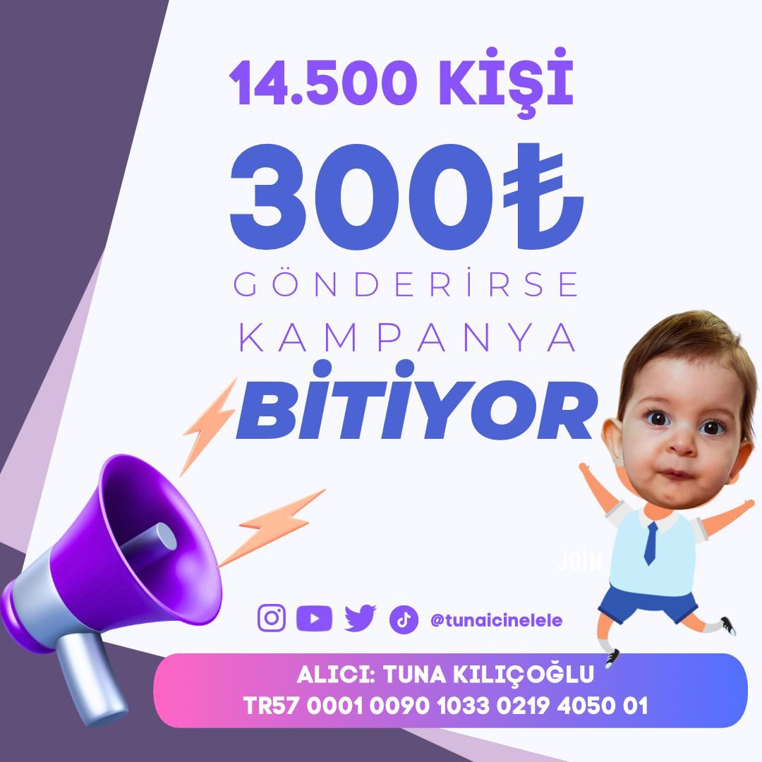 Haydi haydi haydi kankiler. 14.500 kişi 300 TL bağışlarsa ben Dubai’ye uçar 🚀 #sma #smakids #zolgensma #ilaç #tedavi #dubai #tunaiçinelele
