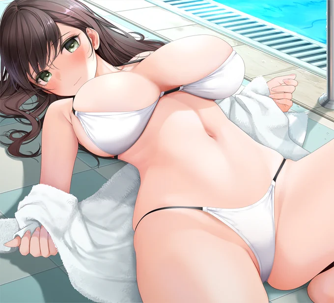 ビキニのサイズを間違えてしまった水着ガール #オリジナル