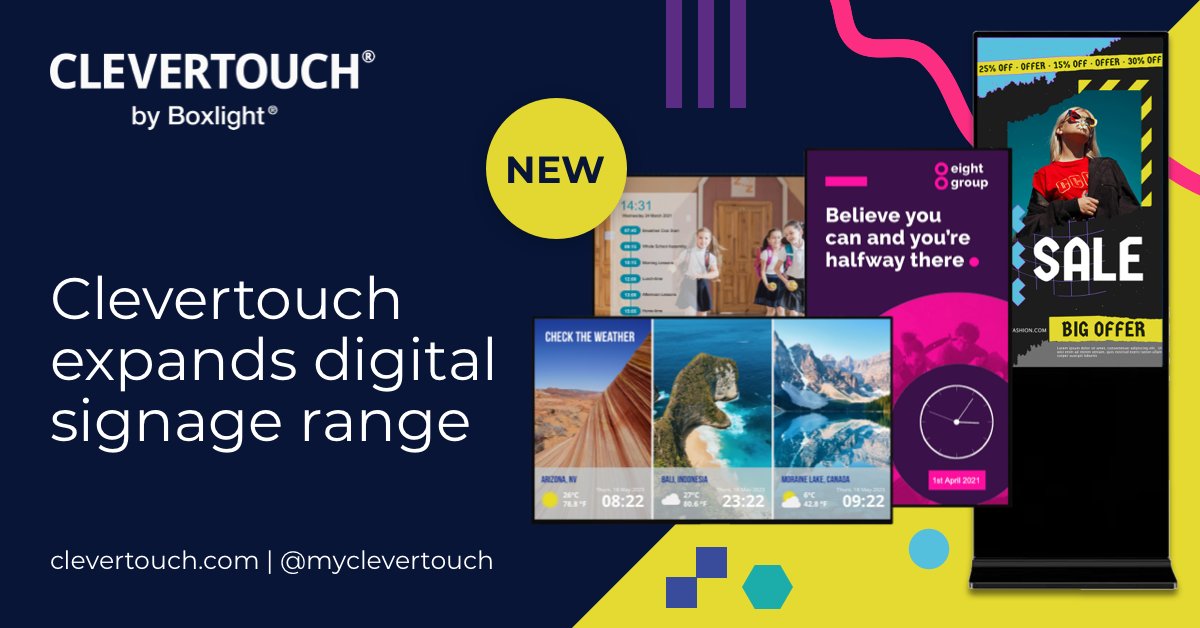 myClevertouch's tweet photo. 👉🏼 Discover the latest additions to Clevertouch's digital signage range here: https://t.co/UCMSf9VdNL 💻🔍
#DigitalSignage #Innovation #Clevertouch #VisualDisplays #TechnologyAdvancements #EnhanceYourSpace #myclevertouch #edutwitter #avtweeps https://t.co/coshPJX4OF