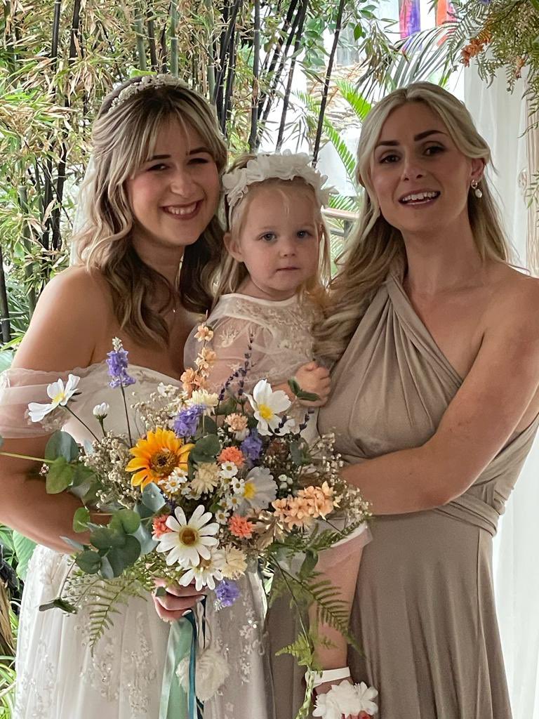 Brian, Proud Dad of Charlotte on her wedding day with Lucia (older sister) and Bonnie (granddaughter) ❤️👰🏻‍♀️🎩
