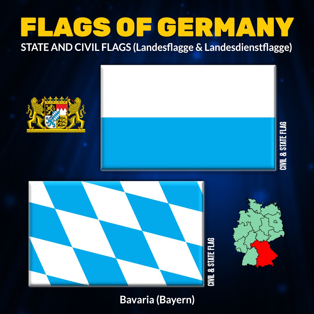 flags_book's tweet photo. Flag of Bavaria (Bayern)
#flagsbook #flagsofgermany #germanflags #Landesdienstflagge #Landesflagge #deutscheflagge #deutscheflaggen #bavaria #bayern #bavariaflag #Munich #Nuremberg #Augsburg #Regensburg #Ingolstadt #Würzburg #Fürth #Erlangen #Bamberg #Bayreuth #Aschaffenburg https://t.co/5SBnZyN6Sd