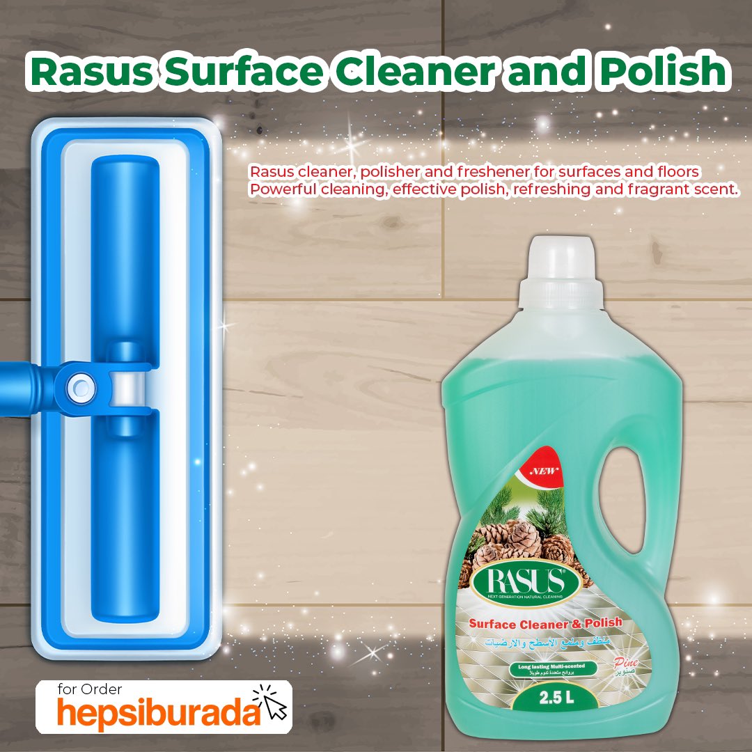 rasusturkiye's tweet photo. Rasus Çam Kokulu Yüzey Temizleyici güçlü etkisi, mis gibi çam kokusuyla evlerinizi tertemiz yapar ve ilk günkü gibi parlatır.

Rasus Surface Cleaner Pine Scent, an effective formula with a fragrant pine scent, cleans, polishes and restores all surfaces to their original shine. https://t.co/P4JEO9LtPQ