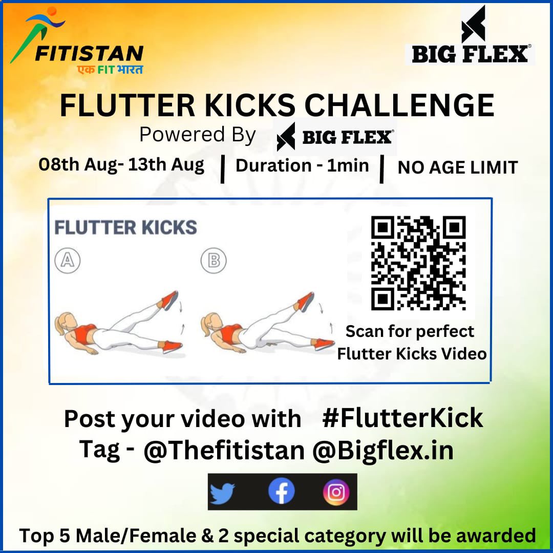 TheFitistan's tweet photo. Fitistan Fitness Challenge is here
-Win a branded dry fit T shirt 👕 & gift from Big Flex
-Tuesday↔️Sunday
-Must tag @TheFitistan & Big Flex
-Put your social media entry in to this google form on last day(Sun)
https://t.co/WQ7uACn8lB
Use Hashtag- #FlutterKick
#RuknaManaHai https://t.co/Dg8XoQ27Zx