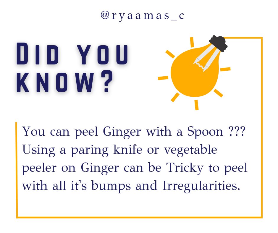 ryaamas's tweet image. Did you know this?? 🤩
Ginger skin is quite Delicate and can be Scraped off with just a Spoon 🤗

Follow @ryaamas_c for more Kitchen tips💃

#kitchen #kitchentips #kitchentipsandtricks #kitchentips101 #kitchentipsblog #kitchentipstuesday #kitchentipsonline #kitchentrends