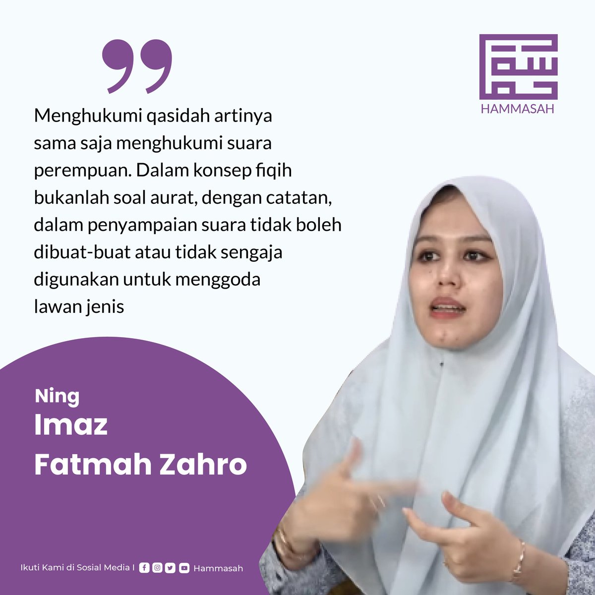 hammasahid's tweet photo. Menghukumi qasidah artinya sama saja menghukumi suara perempuan. Dalam konsep fiqih bukanlah soal aurat, dengan catatan dalam penyampaian suara tidak boleh dibuat-buat atau tidak sengaja digunakan untuk menggoda lawan jenis. - Ning Imaz Fatmah Zahro https://t.co/cS5cSmJf1S