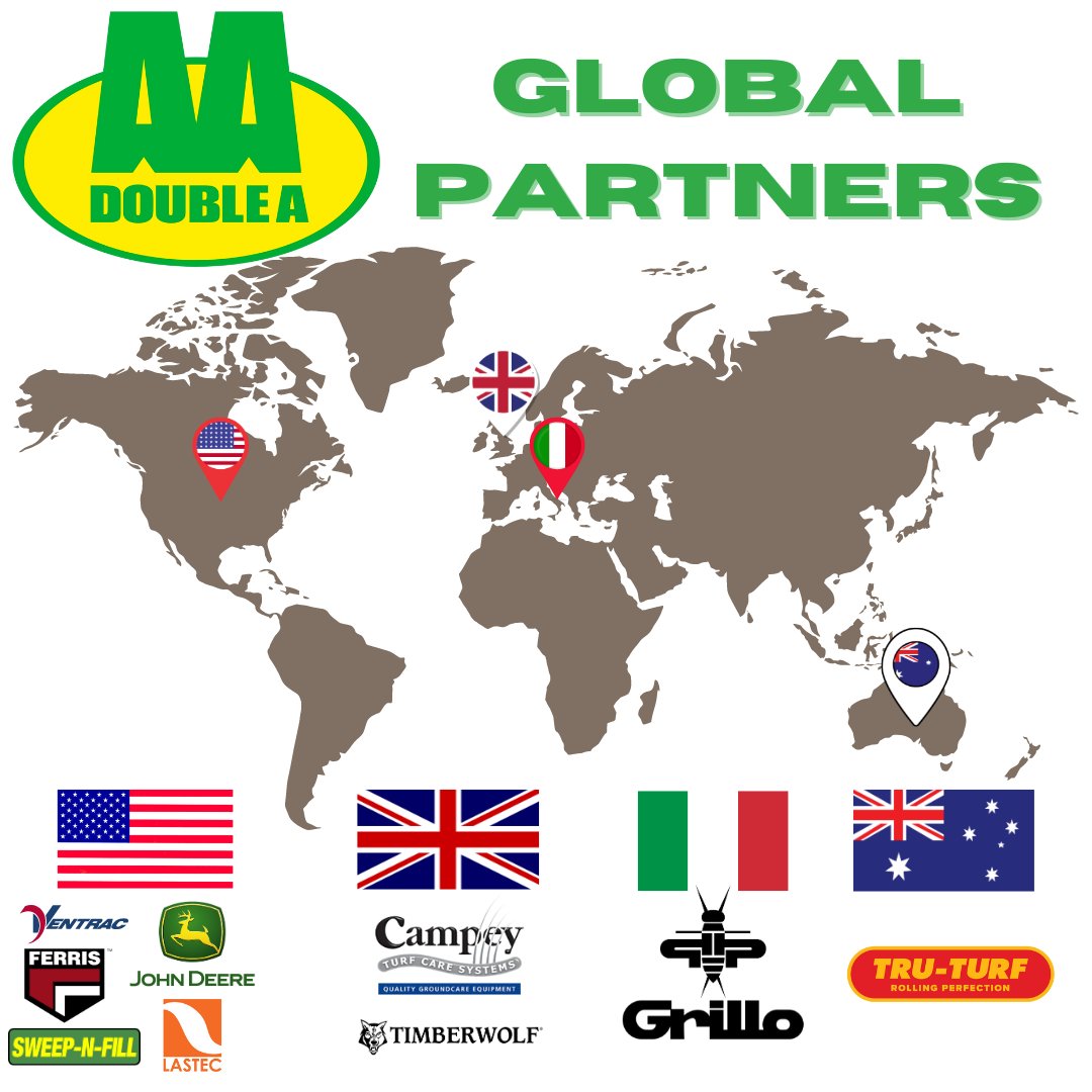 DoubleATrading's tweet photo. Shout out to all our partners across the globe!🌍👋🏻

This diagram shows an insight into where our products come from around the world:

🇺🇸- @ventrac , @JohnDeere , @FerrisMowers , @LastecMowers , @SweepNFill , @Tru_Turf 

🇬🇧- @CampeyTurfCare , @MyTimberwolf 

🇮🇹- Grillo

🇦🇺- @Tru_Turf 

#doublea #globalpartners #groundcare #golf #johndeere #ventrac #ferrismowers #lastecmowers #sweepnfill #truturf #grillo