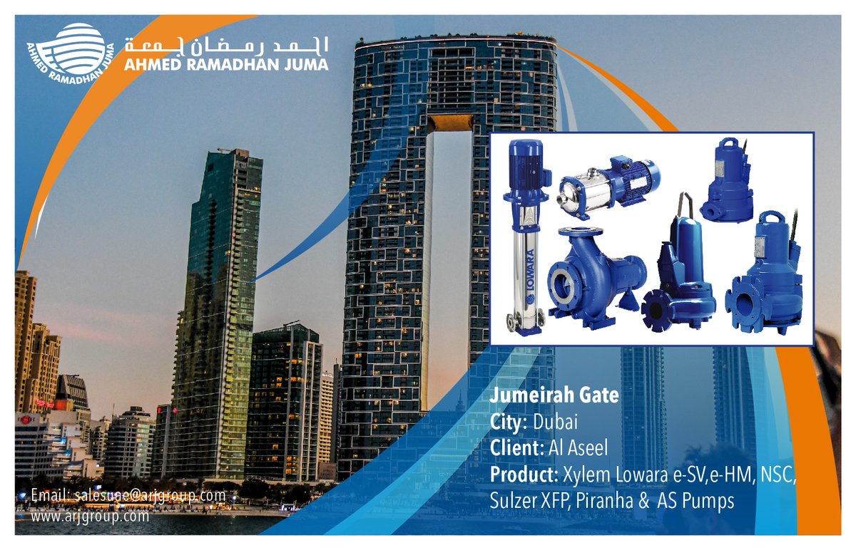 AHMED RAMADHAN JUMA
arjwatertechnology.com or you may contact us at +971 4 338 1160
#Lowara #Xylem #pumping #sewage #watersolutions #residentialbuilding #commercialbuilding #industry #irrigation #municipalservices #maintenanceservices #ARJWaterTechnology #ARJFamily