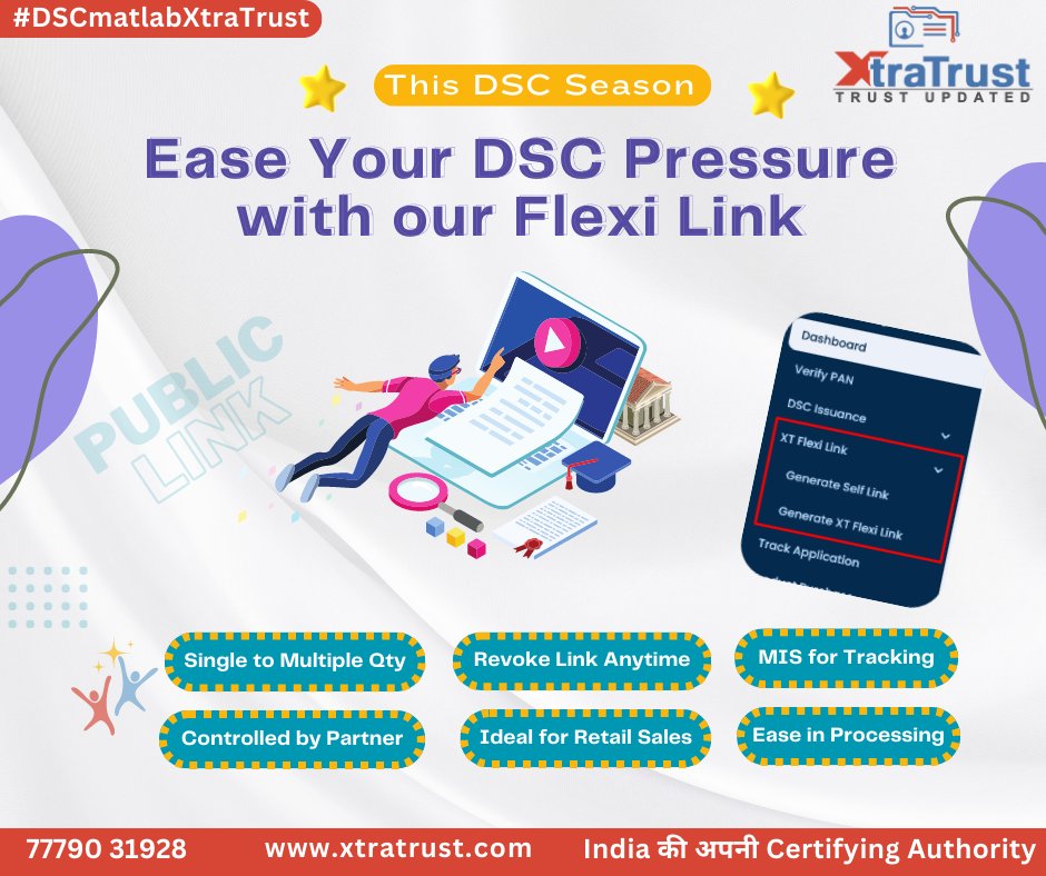 TrustXtra's tweet photo. Ease Your DSC Pressure with our Flexi Link
#DSC #eSign #DSCSA #DSCPartner #xtratrust #xtratrustca #DSC2023 #dsc2020 https://t.co/qfMW3lSFPb