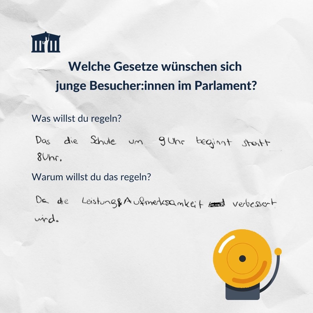 OeParl's tweet photo. Soll es einen Führerschein für Kinder geben? 🚗 Das jedenfalls wünscht sich ein Kind im Besucher:innen-Zentrum des #OeParl. Dort können junge Menschen ihre Gesetzeswünsche aufschreiben – hier sind einige ihrer Vorschläge. Welchen würden Sie unterstützen? #Teil3 https://t.co/WSNmeR8cxZ