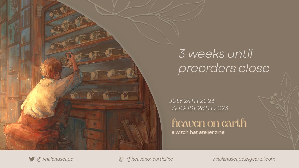 whalandscape's tweet photo. 🌿PREORDERS: 3 WEEKS LEFT🌿

Preorders will be closing in 3 weeks! The atelier is working and prepping hard for production and samples soon 💛

🛒 https://t.co/Sh1vkUT8w3
#witchhatatelier #Δ帽子 https://t.co/K0jAXMBiaJ