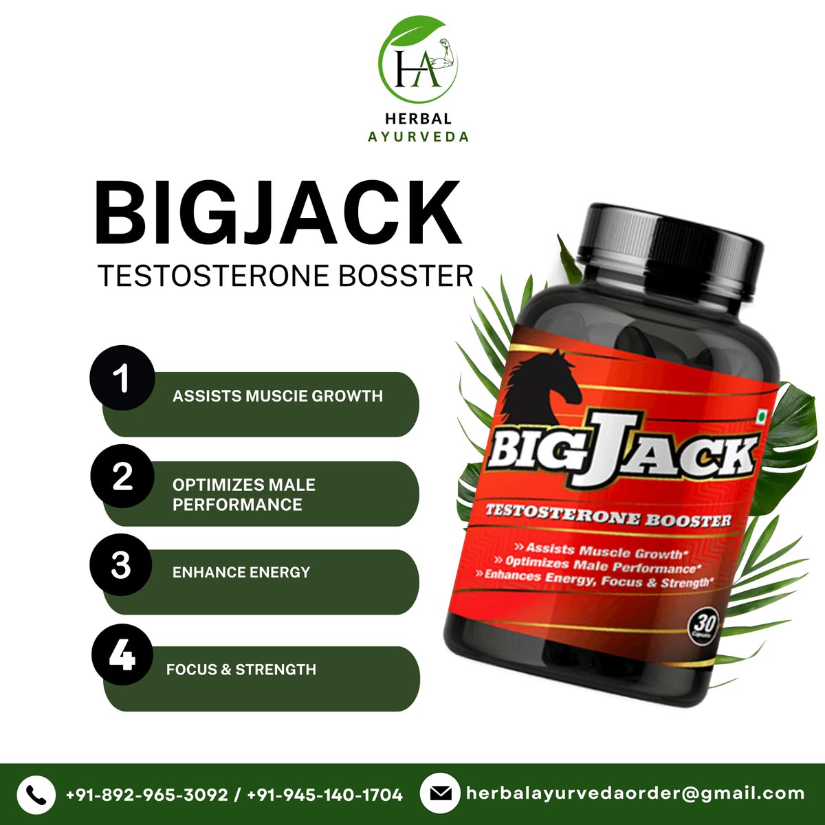 With the help of our Big Jack testosterone booster, realize your full potential! Achieve New Heights in Strength, Stamina, and Confidence!

#BigJack #TestosteroneBooster #RealizeYourPotential #StrengthAndStamina #ConfidenceBoost #NaturalIngredients #ZincBenefits #DHEA #VitaminD