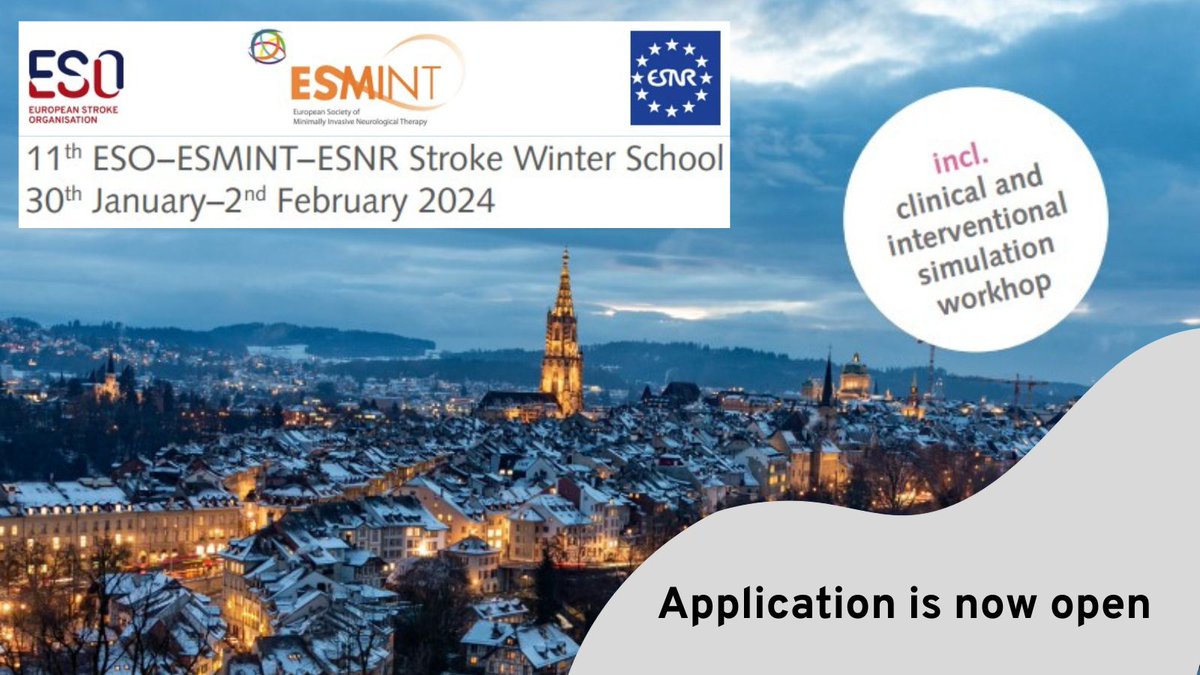 ESOstroke's tweet photo. 📢The application period for the 11th ESO–@esmintsociety- @ESNRad Stroke Winter School is now open!

This teaching course unites stroke physicians &amp; neuroradiologists to enhance the interdisciplinary management of stroke patients. https://t.co/fcXciPMbSu

 #stroke #stroketwitter https://t.co/2GXS6IYlF4