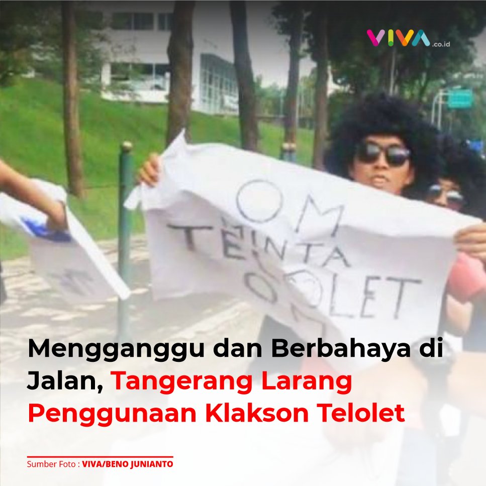VIVAcoid's tweet image. Pemerintah Kota Tangerang, melalui Dinas Perhubungan, dan kepolisian setempat mengeluarkan imbauan pelarangan penggunaan klakson tambahan bernada atau berlagu, atau yang disebut klakson "telolet".viva.co.id/berita/metro/1…
___
#vivacoid #tangerang #telolet