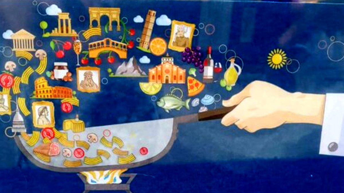 studiodiverso's tweet photo. Capisco che la realizzazione è degli allievi della Scuola dell'Istituto poligrafico e zecca dello Stato ma il logo ufficiale che sosterrà la candidatura della Cucina italiana a patrimonio immateriale dell'Unesco è proprio tutto ciò che non dovrebbe essere un logo. https://t.co/elelUJnK80