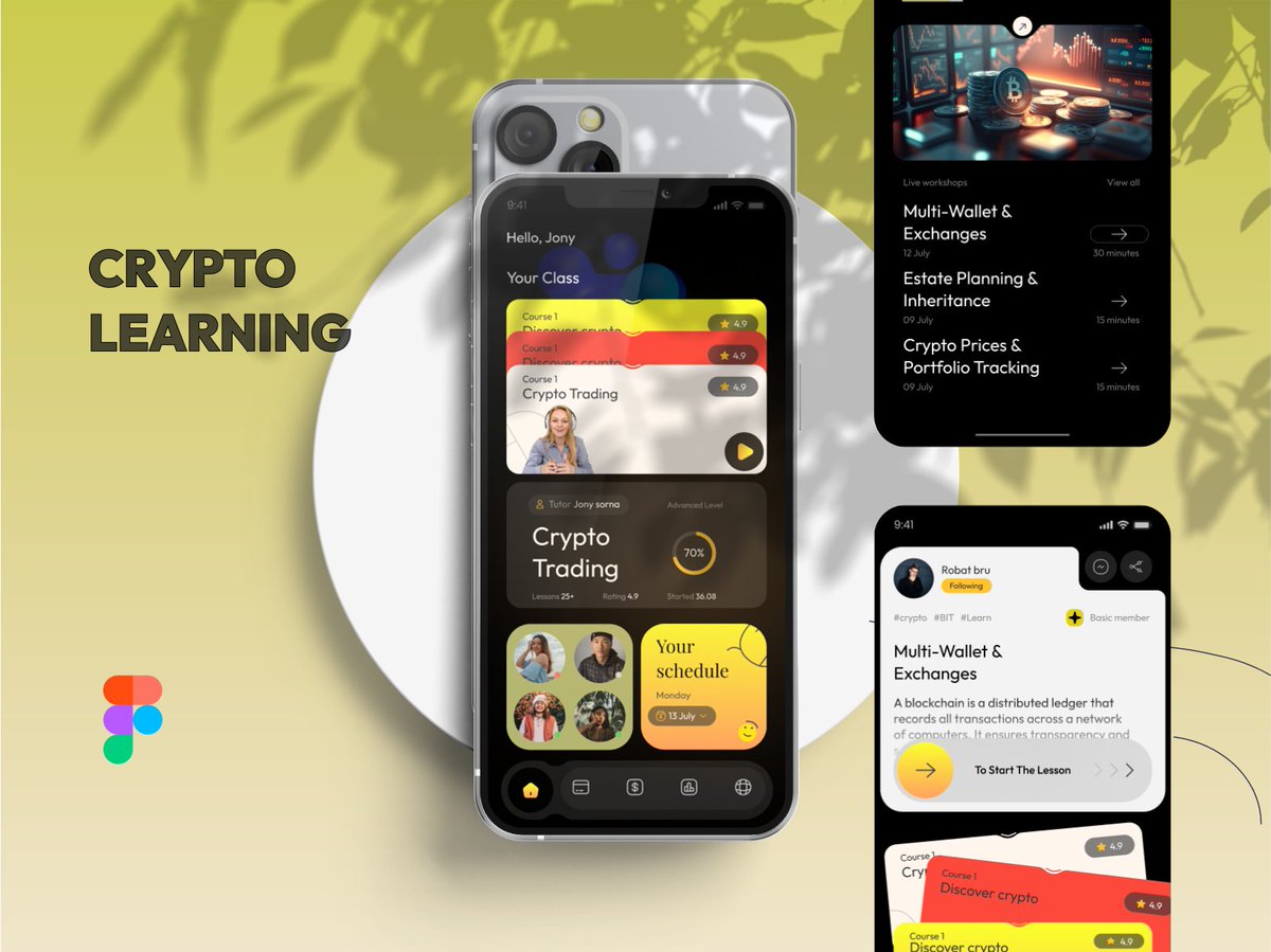 HabiburHijibiji's tweet image. A crypto-learning app! It offers an unparalleled user experience, simplifying complex concepts for all levels of enthusiasts. 
Behance: shorturl.at/IUWY8
Fiverr: shorturl.at/AIY89
#UIUXdesigner #CryptoLearning #MobileAppPortfolio #mobileappdesign #DesignInnovation 💎