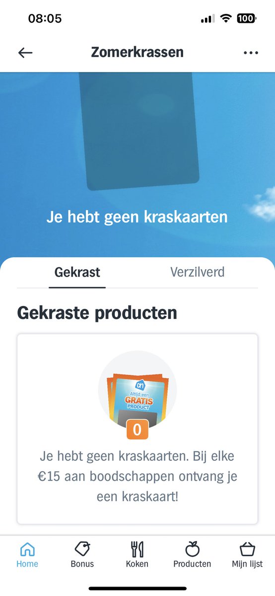 Djelda's tweet photo. @albertheijn app vernieuwd ge-update ed. maar al mijn kraskaarten weg. Ook de verzilverde 😣 https://t.co/EqKeMB8Iz5