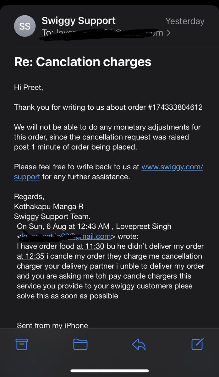 Lovepreet0010's tweet photo. This is what Swiggy provide services to there customers order delay by there representatives but they out charges on customer #shameonyourservices #Swiggy  @Swiggy https://t.co/3BjPcOESmi