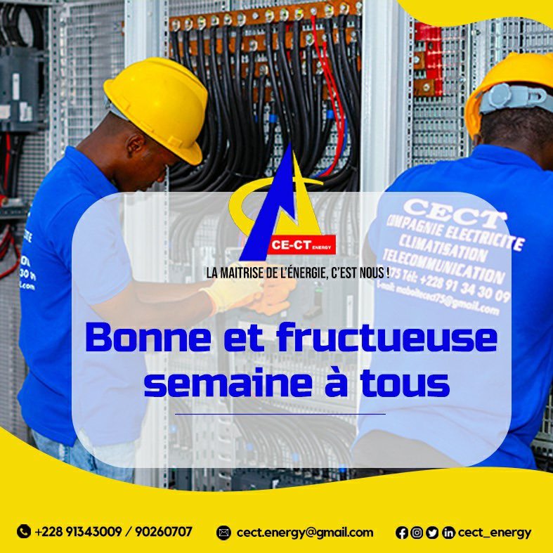 cect_energy's tweet photo. Nous vous souhaitons une bonne et fructueuse semaine avec pleine dâĂ©nergie, de force, de dĂ©termination. Et nâhĂ©sitez pas Ă nous contacter pour tous vos besoins en Ă©nergie
#climatisation #énergie #courantfort #courantfaible
CE-CT Energy, la maĂźtrise de lâĂ©nergie, câest nous ! https://t.co/xyYXt4XCaG