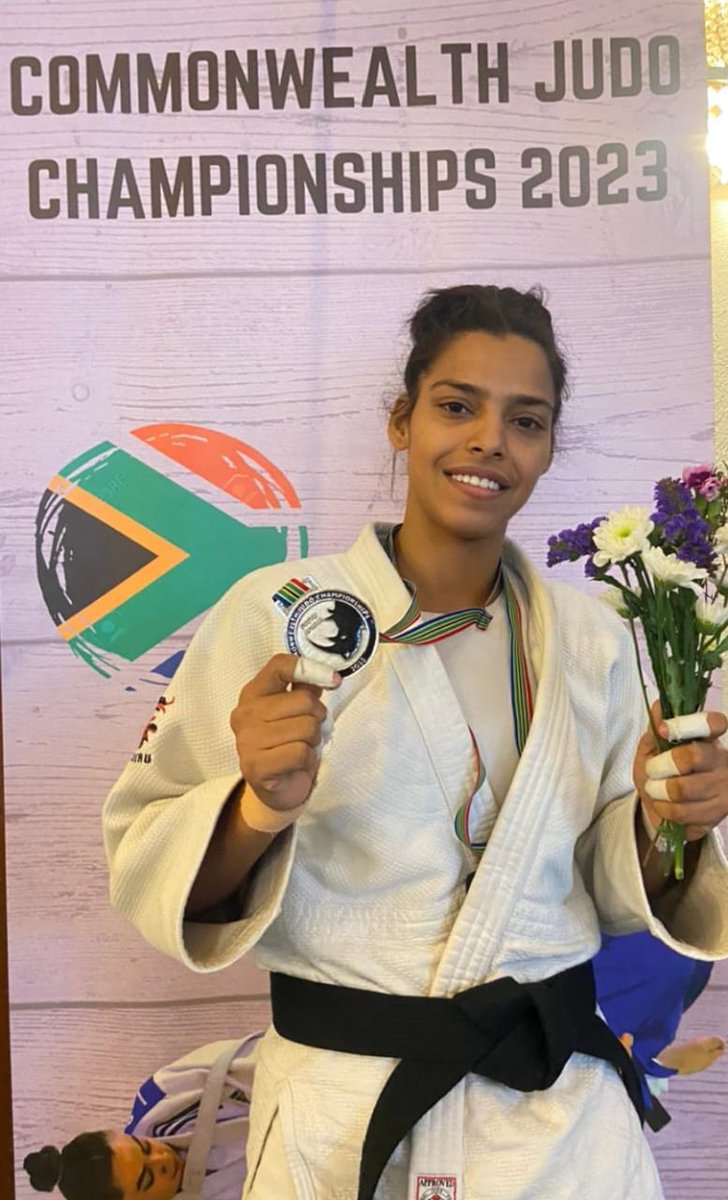 ITBP_official's tweet photo. Ct/Gd Savitri of Central Judo team ITBP, won Silver Medal in 57 Kg women category at Commonwealth Judo Championships 2023, Port Elizabeth, South Africa. https://t.co/roMo9twDpr