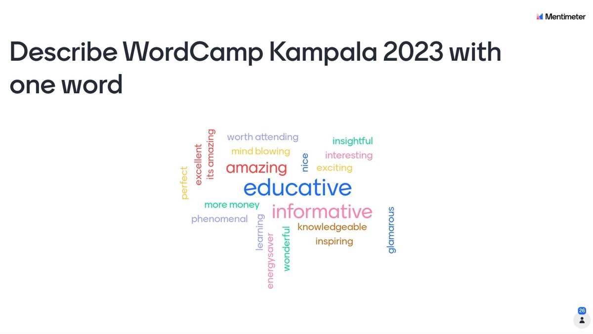 WordPressKLA's tweet photo. This is what a number of attendees in the Business Track thought about #WordCamp Kampala 2023 on Day 2. A big thank you to you all for being a great audience and for showing up.
#WCKLA https://t.co/wFwJYycGrL