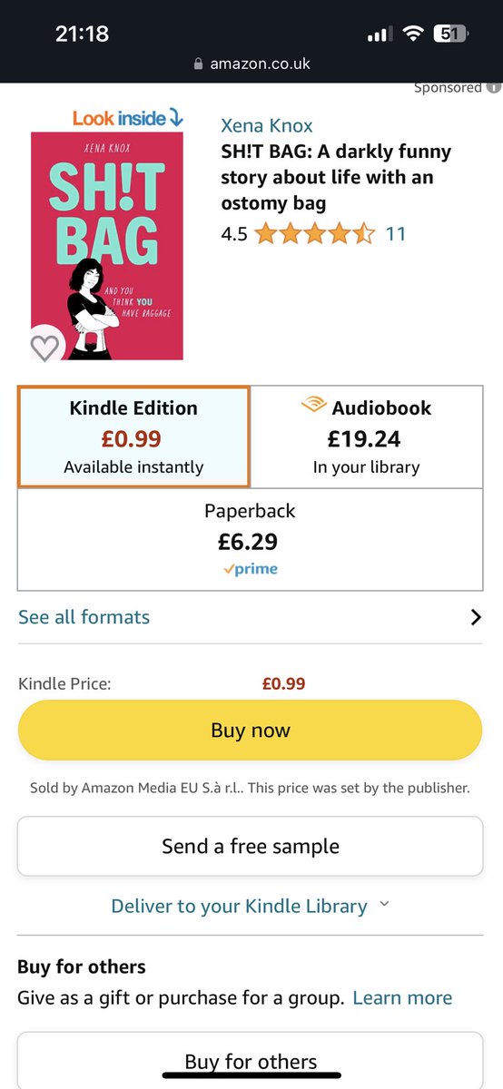 SH!T BAG is an Amazon Kindle Daily Deal at only 99p, for today only - 7th August 2023!  Pass it on! 😁🙏🏻 #kindledailydeal #yabooks #amazonkindle #amazonuk #xenaknox