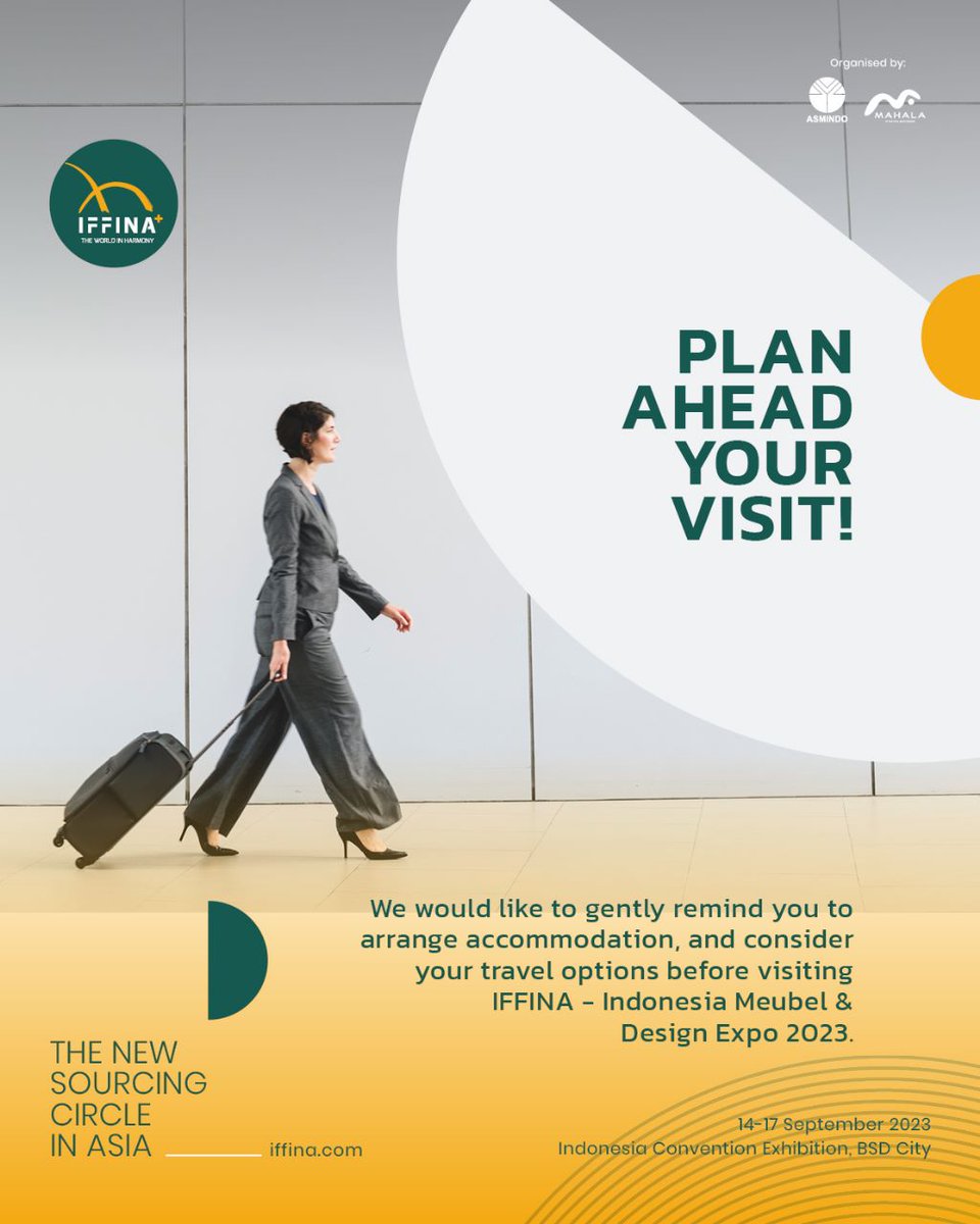 IFFINA_id's tweet photo. IFFINA - Indonesia Meubel &amp; Design Expo 2023 is just around the corner. Don't forget to organize your visit for your convenient experience.

🏷 Secure your badges here: 
https://t.co/Xcy8loMD2E

IFFINA - Indonesia Meubel &amp; Design Expo
📆 14-17 September 2023
📍 ICE BSD https://t.co/HohwDzHKLA