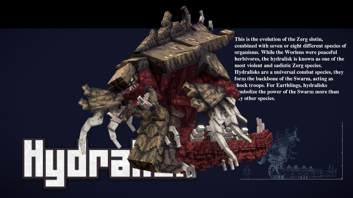 Hydralisk - StarCraft Sketchfab - https://t.co/bKRAj9Yocx #Blockbench  #Minecraft #pixelart #voxel #lowpoly #Starcraft, image size:1200x675