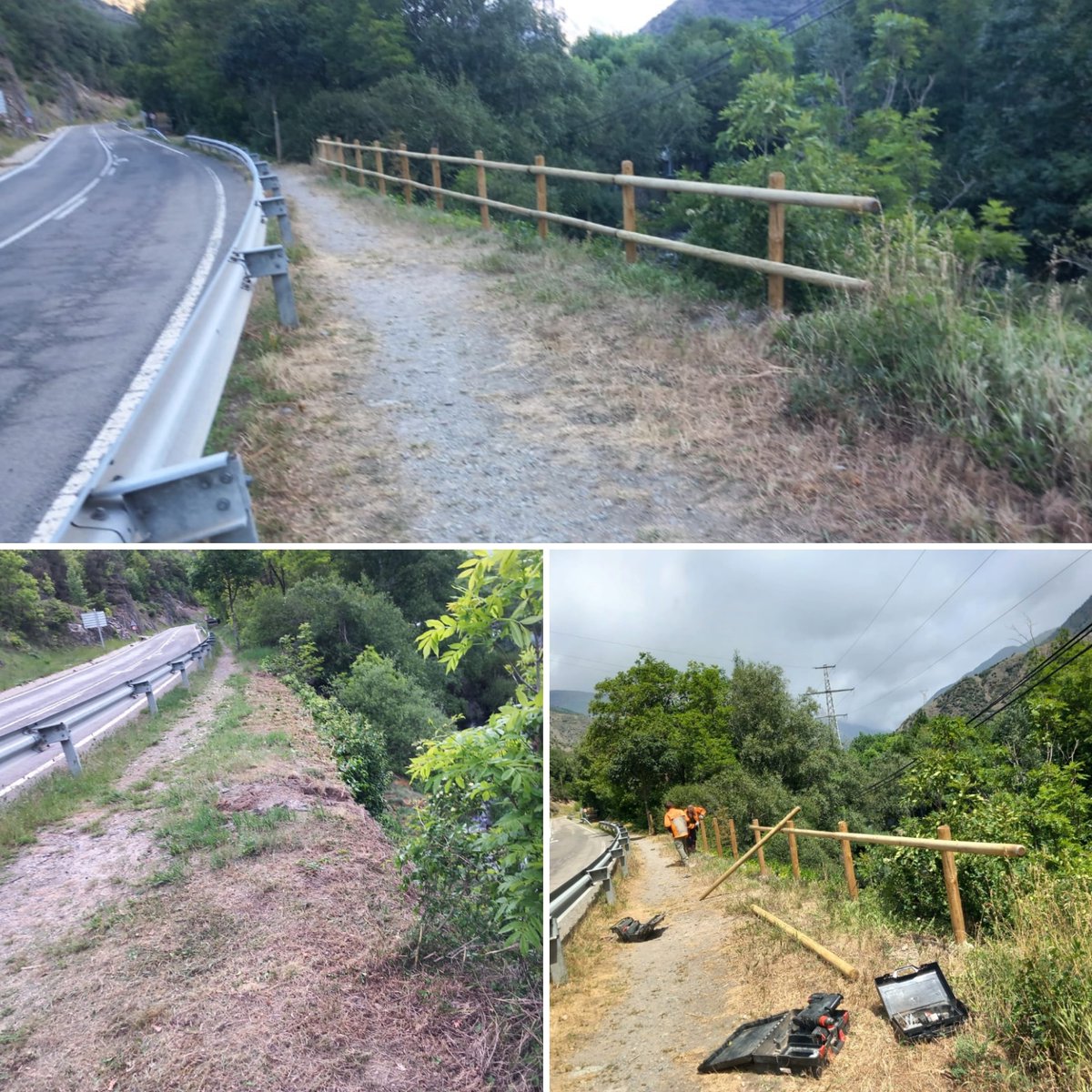 Amb el Servei de Manteniment del #PNAltPirineu instal·lem una barana de seguretat dels senderistes al pas exposat del camí senyalitzat d'Ainet de Cardós a Benante, proper al pont d'Arrós.
#ForestalCatalana
#ValldeCardós #senderisme