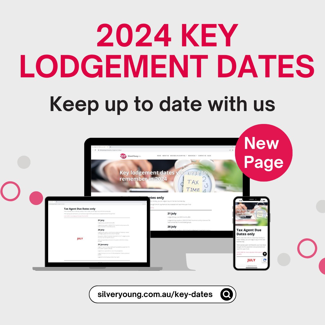 NEW WEBSITE PAGE 💻

Keep up to date with the key lodgement dates this financial year!

silveryoung.com.au/key-dates/

#website #websitepage #keydates #lodgement #lodgementdates #taxdates #duedates #calendar #business #businesses #taxagent #taxprofessional #2024lodgementdates #taxtips