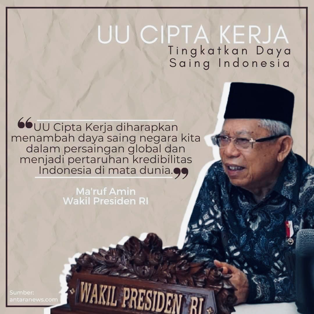 Dewiabdul6's tweet photo. UU Cipta Kerja Tingkatkan Daya Saing Ekonomi Indonesia di Level Internasional

#UUCiptaKerja #DukungUUCiptaker #CiptakerSejahterakanRakyat #CiptakerMembangunIndonesia. https://t.co/jZaU9bSEpD