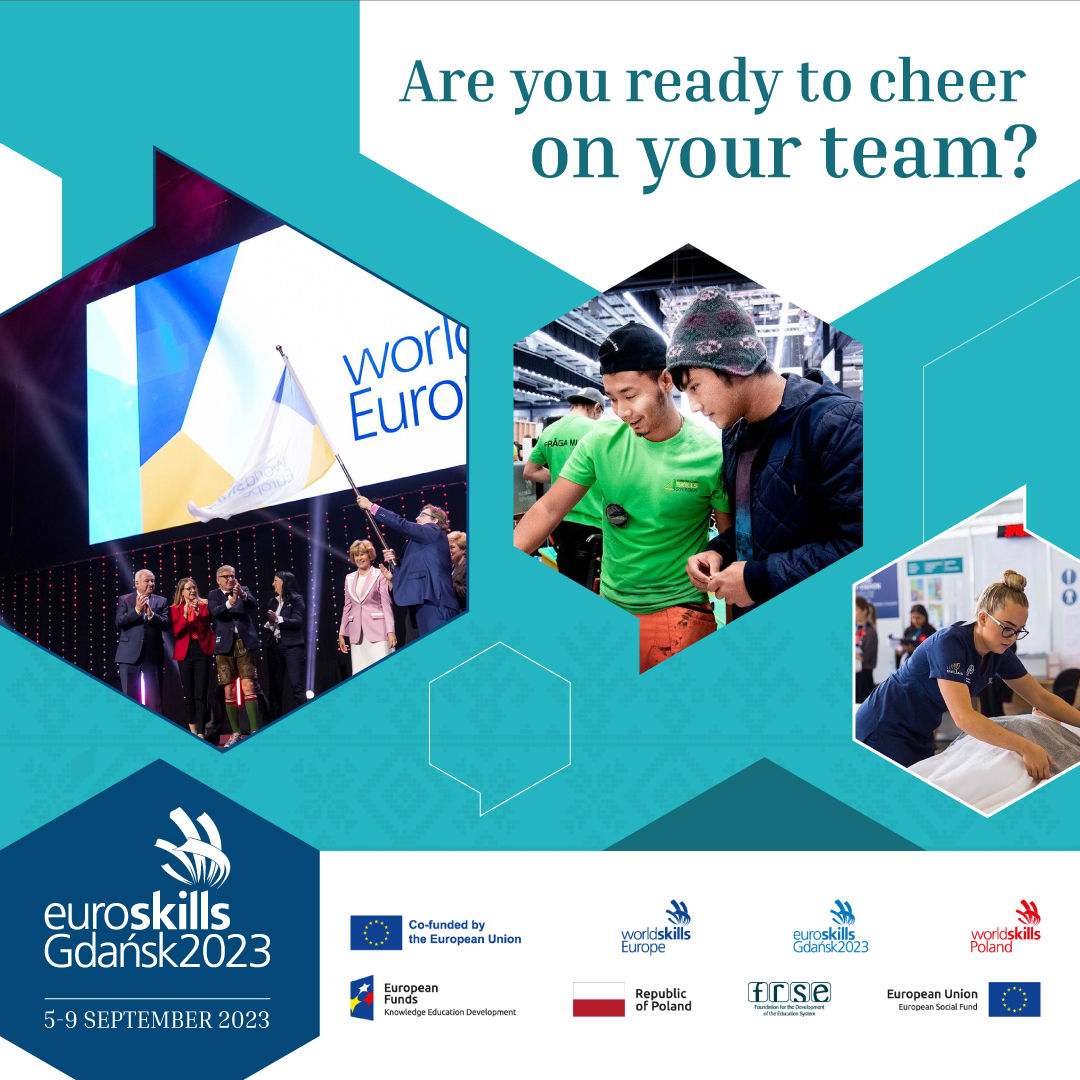 Are you ready to cheer on your national team at the European Championship of Young Professionals? Join us in Gdańsk, Poland from 5-9 September for #EuroSkills2023? Don't delay, register today 👉bitly.pl/TKsxp 

#UnitedBySkills #MiastoGdansk #EuroSkills