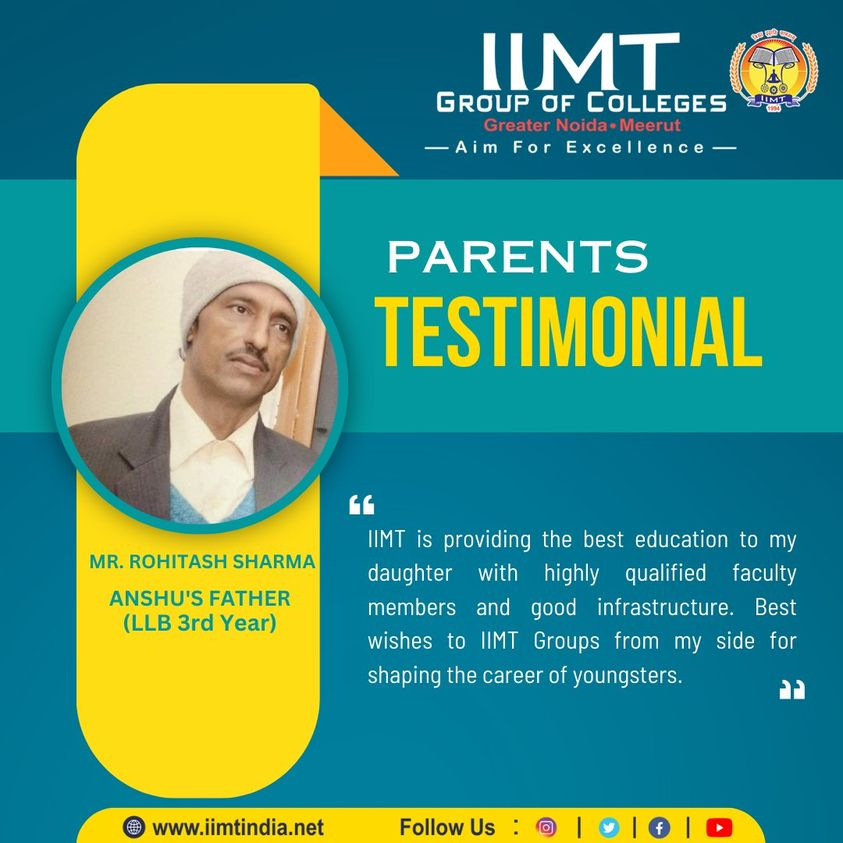 iimtnoida's tweet photo. PARENTS TESTIMONIAL!!
MR. ROHITASH SHARMA
ANSHU'S FATHER (LLB 3rd Year)
https://t.co/UOh7RIbr6l
Call Us: 9520886860
#ParentsTestimonial
#IIMTIndia #IIMTNoida #IIMTGreaterNoida #IIMTDelhiNCR #LawCollege #LLB #BALLB #admissionopen2023
#BALLBcourse #LLBCourse #LawGraduate https://t.co/j30kWiaeox