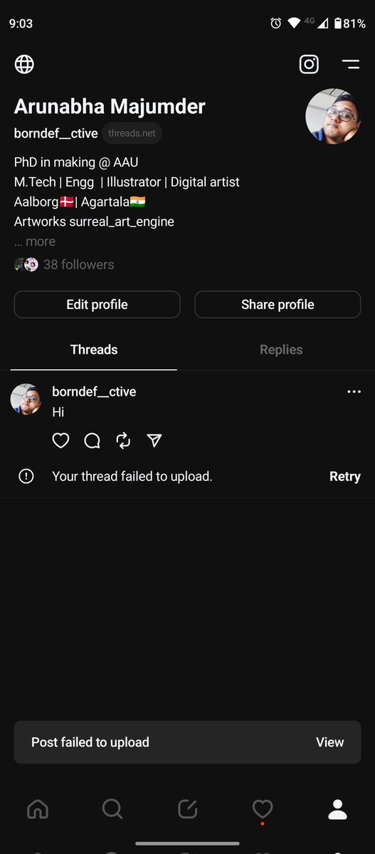 som_aaroad's tweet photo. @Meta @instagram @facebook 
I have been facing this problem since last month.. Do you want to solve it for me or are you just ignoring it? I am neither able to upload/ post anything  nor do I have the access to check likes. If so I will switch back to @X https://t.co/jjAXskmRxx