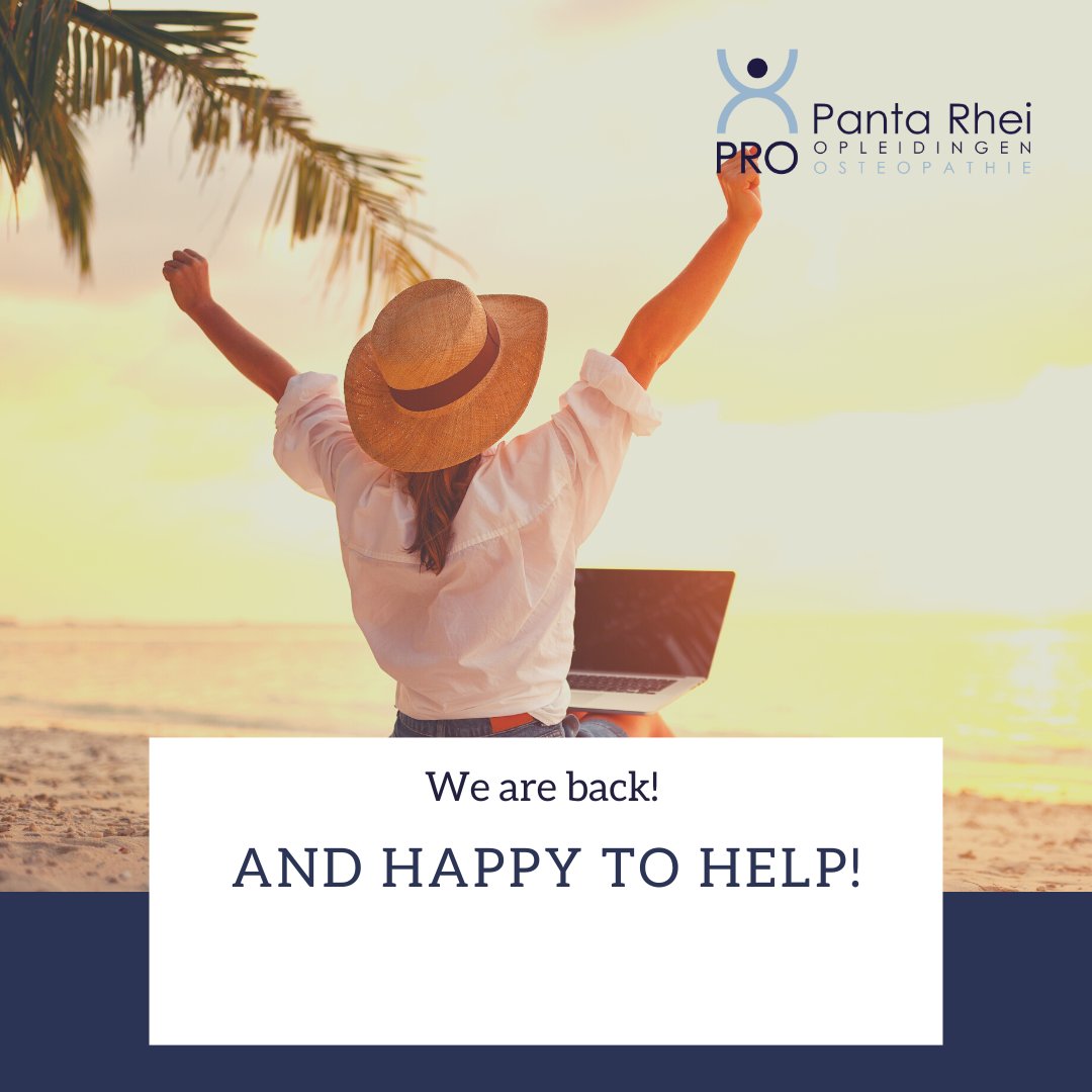PantaRheiOSTEO's tweet photo. We are back to work! Please contact us if you have any questions! You can reach us every weekday except form Wednesday and on all course days. Contact us by e-mail - info@pro-osteo.com  or phone/WhatsApp - +31(0)621700937 

We are looking forward to welcome you at Panta Rhei! https://t.co/AXLNMnMxTa