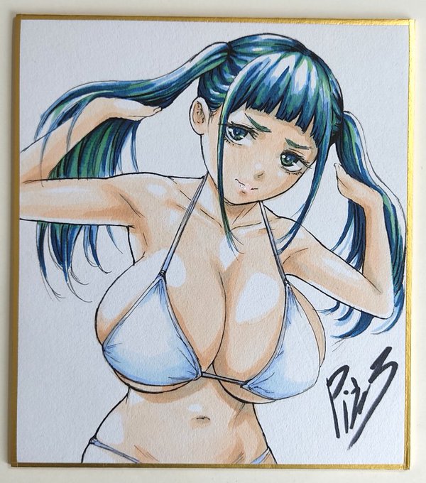 前回のと合わせて四姉妹水着色紙完了。つゆりとラナは今月号の読者プレゼントです 